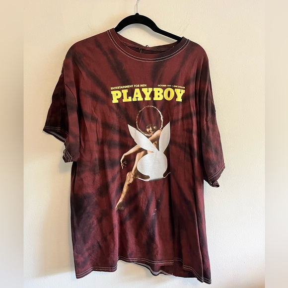 Playboy Pose Maroon Tie Dye Tee XL NWT - Picture 2 of 7